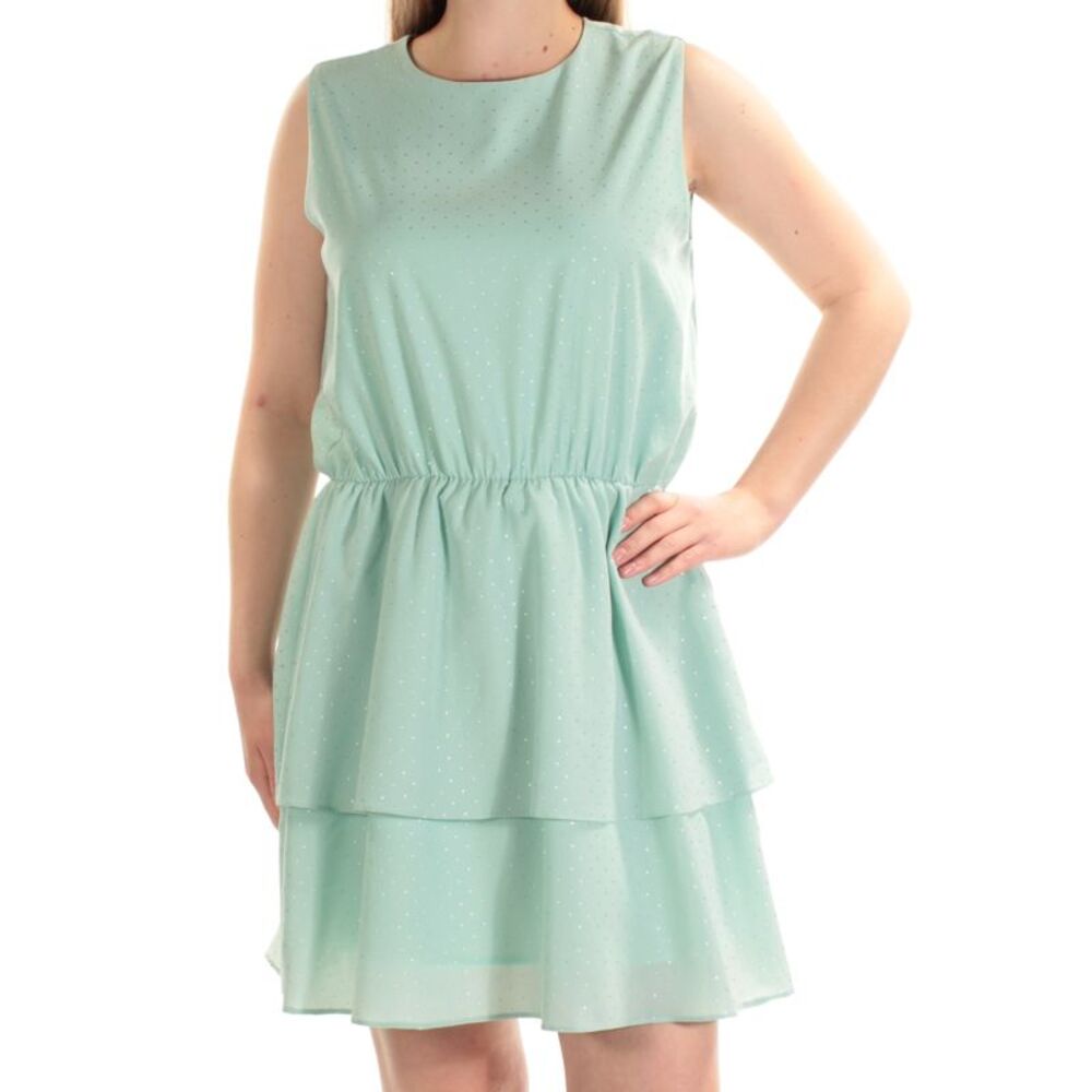 CYNTHIA ROWLEY Womens Green Sleeveless Above The Knee Fit + Flare Dress M - Picture 3 of 4